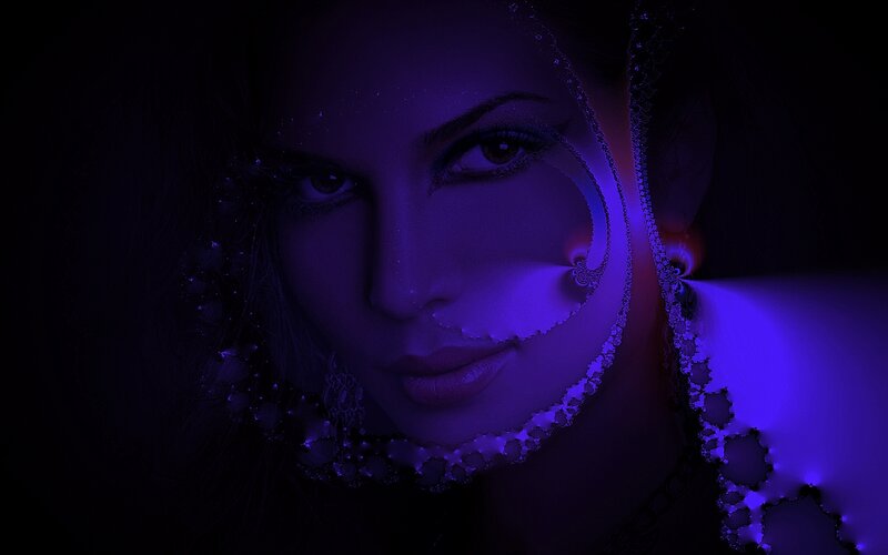 Woman with Purple Lighting — Dramatic, Night