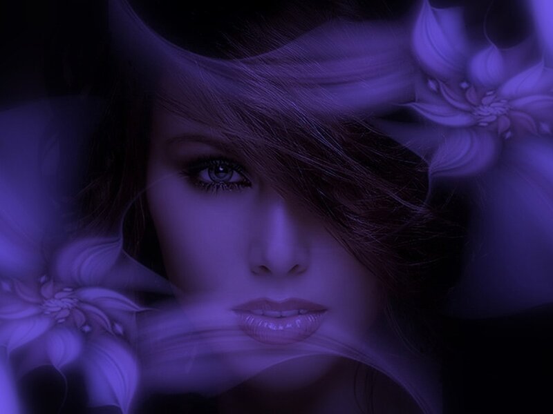 Woman with Purple Lighting — Dramatic