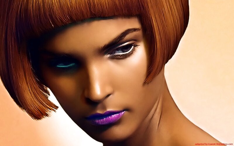 woman with purple lipstick