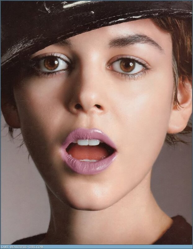 woman with purple lipstick
