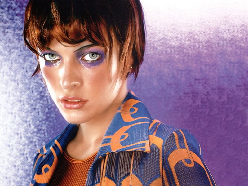 woman with purple makeup