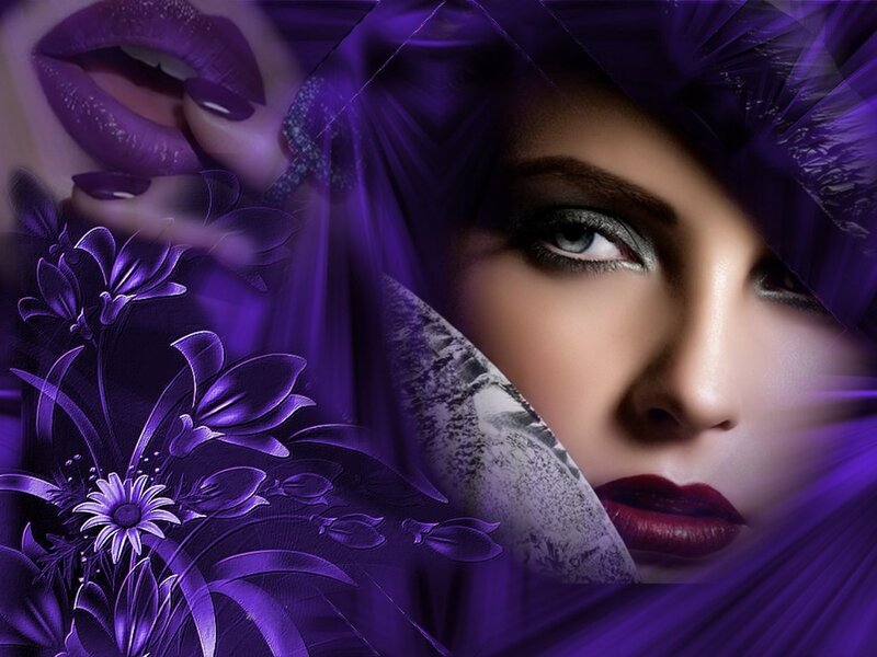 Woman with Purple Makeup — Dramatic, Digital Art