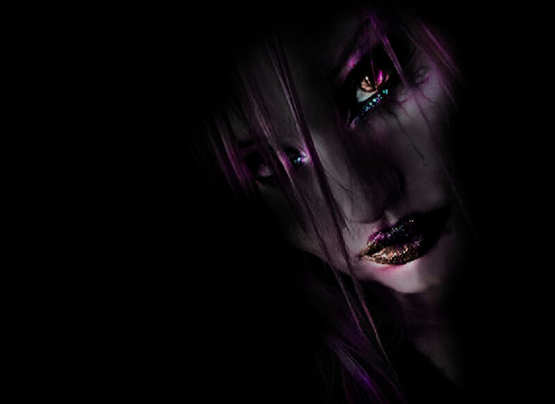 Woman with Purple Makeup — Dramatic, Night, Digital Art