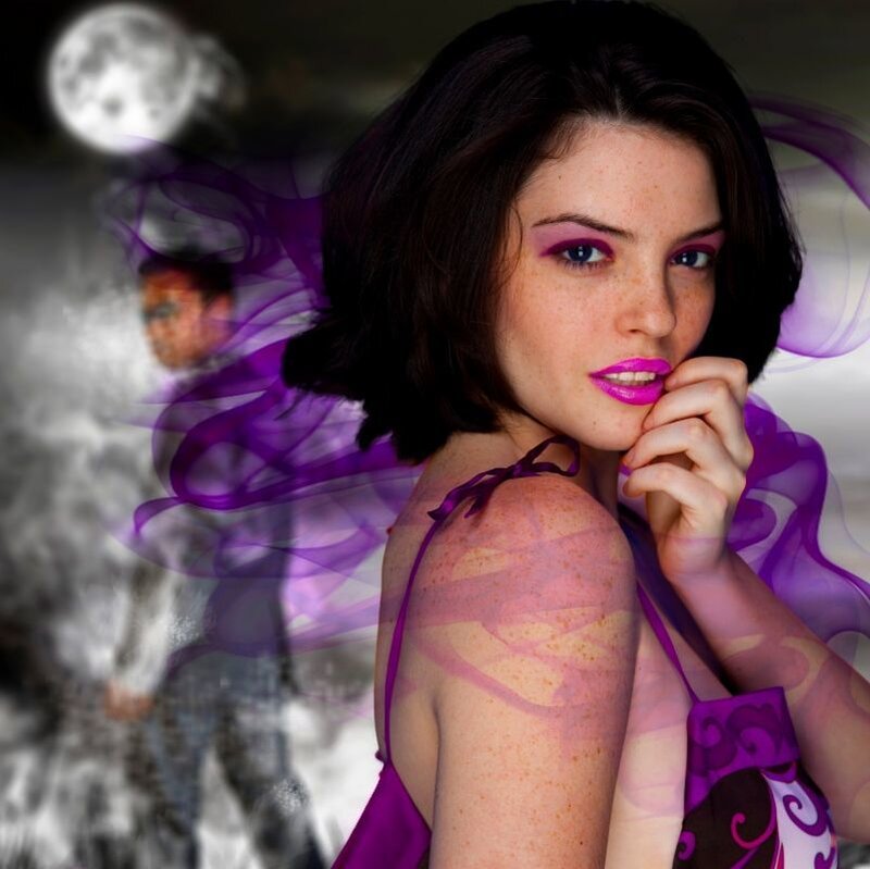 Woman with Purple Makeup — Dramatic, Night