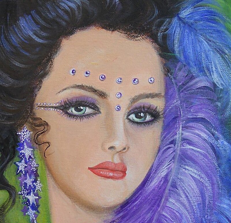 Woman with Purple Makeup — Dramatic, Painting
