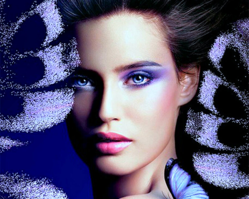 Woman with Purple Makeup — Dramatic, Photograph, Butterfly