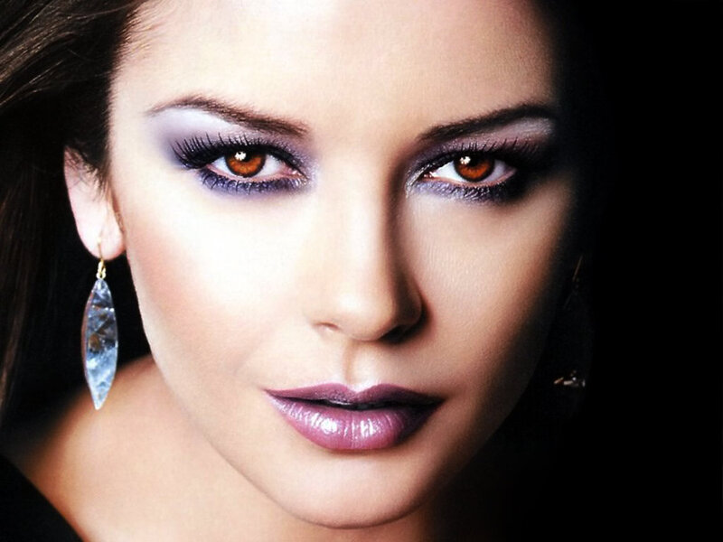 Woman with Purple Makeup — Dramatic, Photograph, Earrings