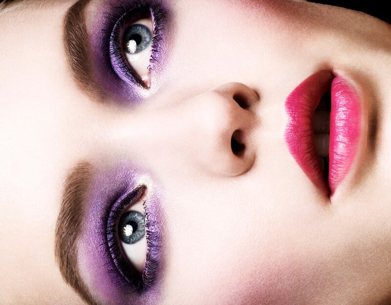 Woman with Purple Makeup — Dramatic, Photograph, Eyes, Lips