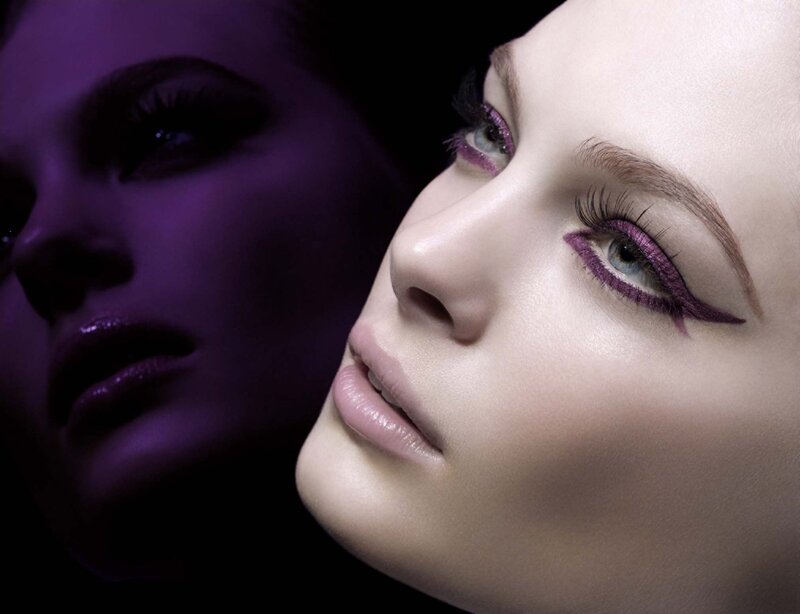 Woman with Purple Makeup — Dramatic, Photograph, Eyes, Reflection