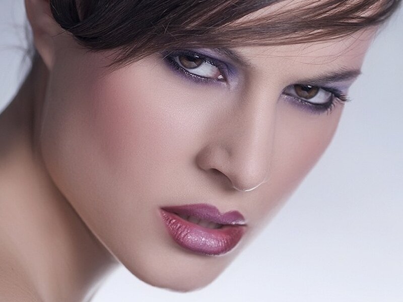 Woman with Purple Makeup — Dramatic, Photograph, Eyes