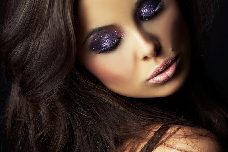 Woman with Purple Makeup — Dramatic, Photograph, Hair, Shoulder