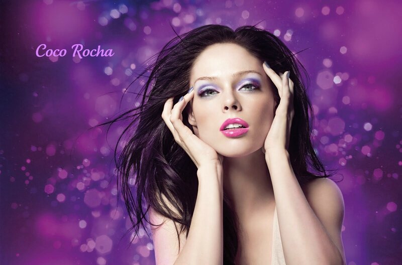 Woman with Purple Makeup — Dramatic, Photograph, Hands