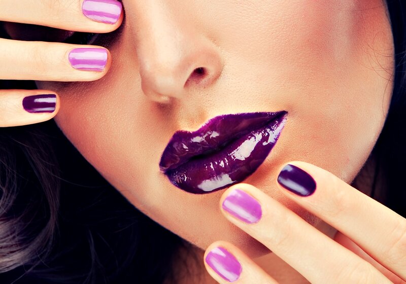 Woman with Purple Makeup — Dramatic, Photograph, Lips