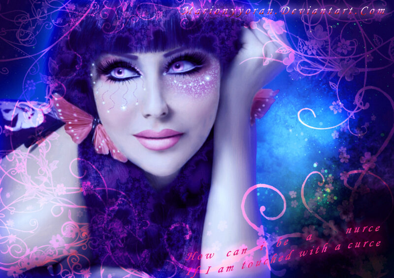 Woman with Purple Makeup — Dreamy, Night