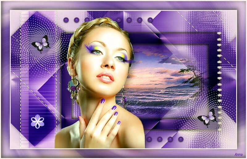 Woman with Purple Makeup — Dreamy, Sunset