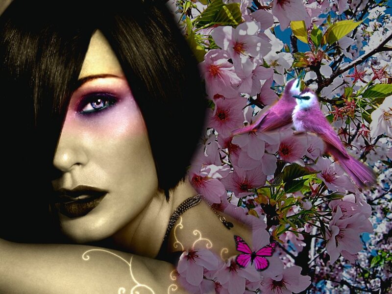 Woman with Purple Makeup — Pink, Dramatic