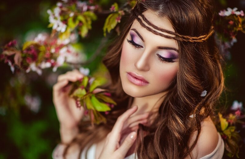 Woman with Purple Makeup — Serene, Spring