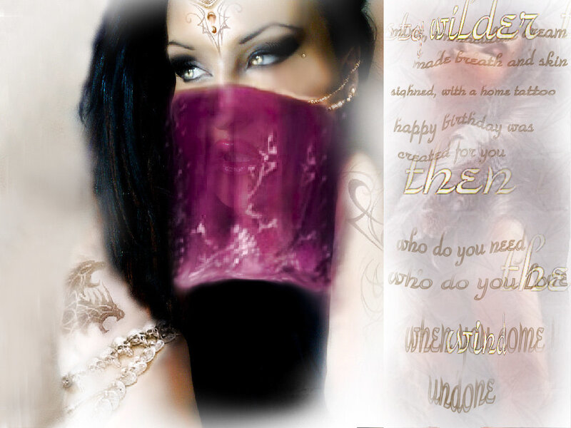woman with purple mask