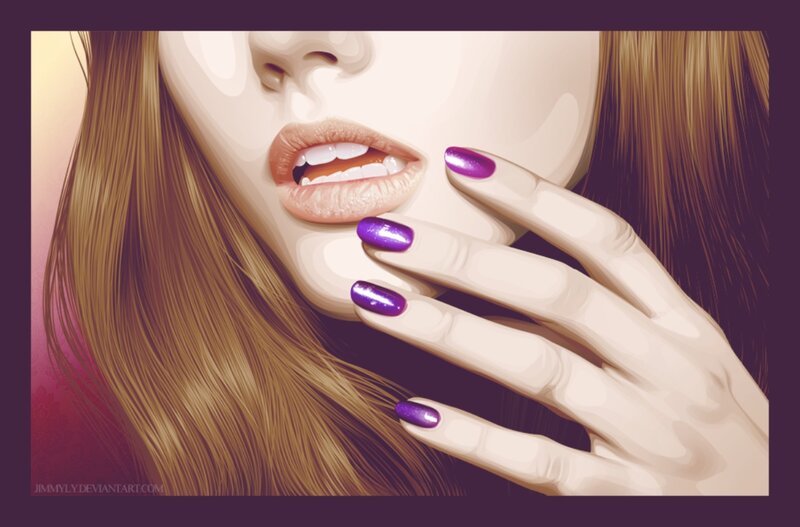 Woman with Purple Nails