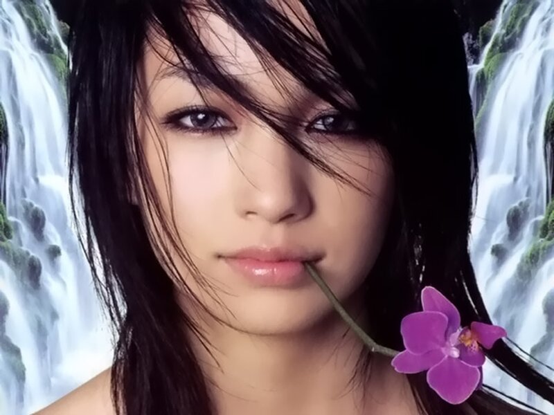 Woman with Purple Orchid — Serene