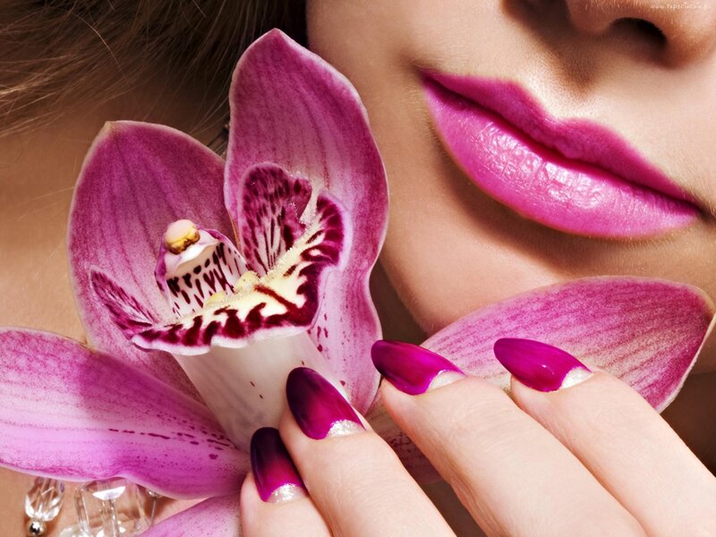 woman with purple orchid