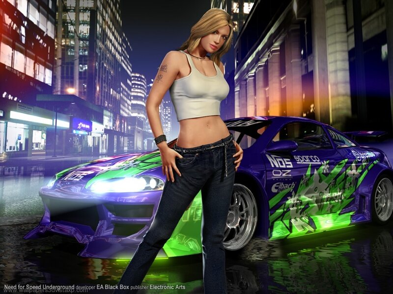 Woman with purple race car