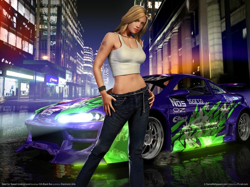 Woman with purple race car