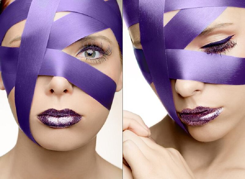Woman with Purple Ribbon