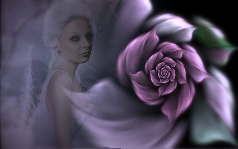 woman with purple rose