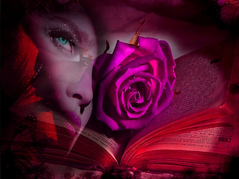Woman with Purple Rose — Dramatic, Night