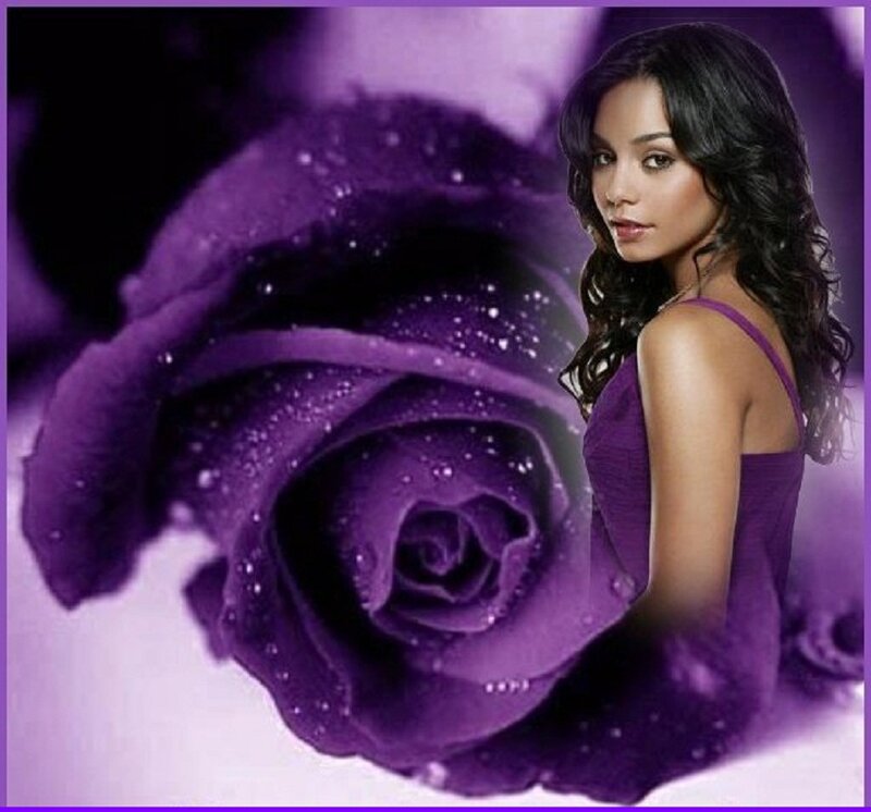 Woman with Purple Rose — Dramatic, Photograph, Dress