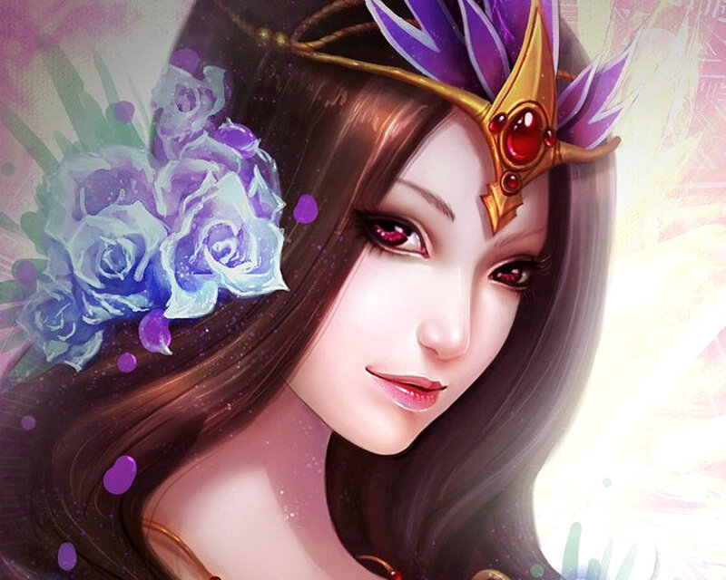 Woman with Purple Roses — Serene