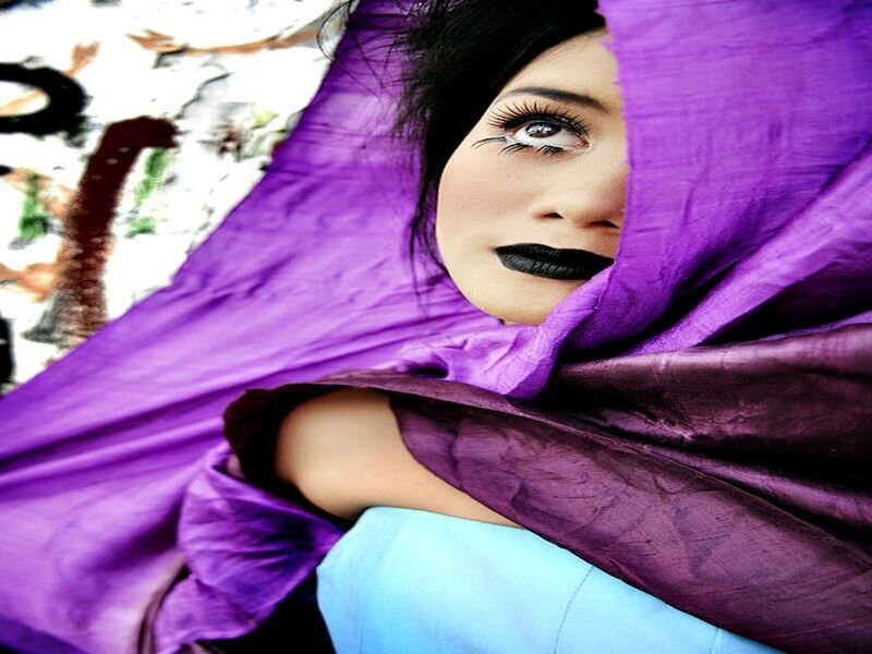 Woman with Purple Scarf — Dramatic