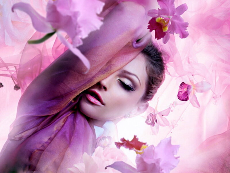 Woman with Purple Scarf — Pink