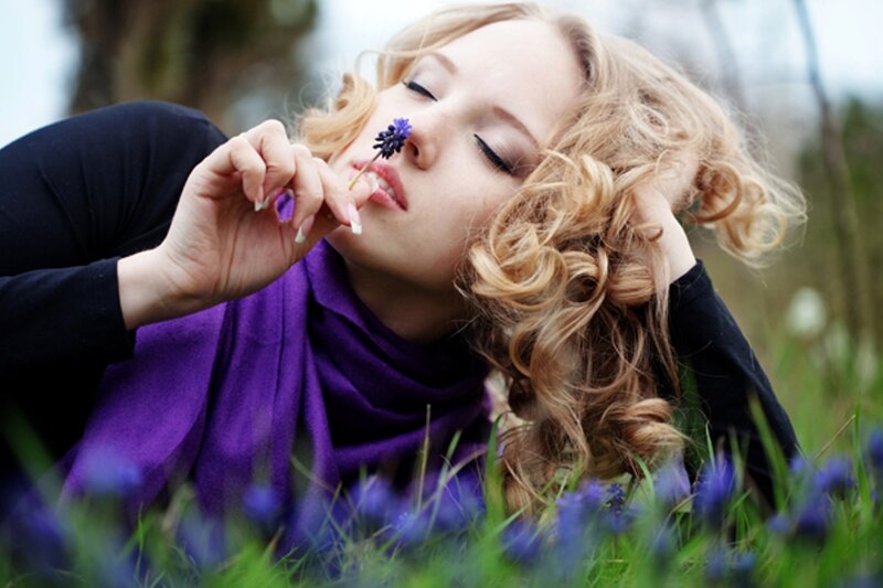 Woman with Purple Scarf — Serene, Spring