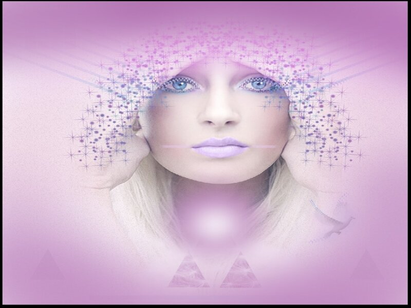 woman with purple sparkles