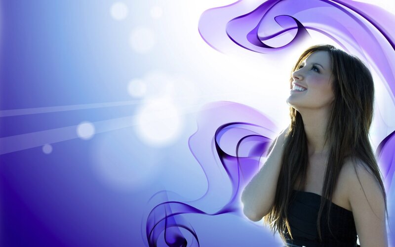 woman with purple swirls