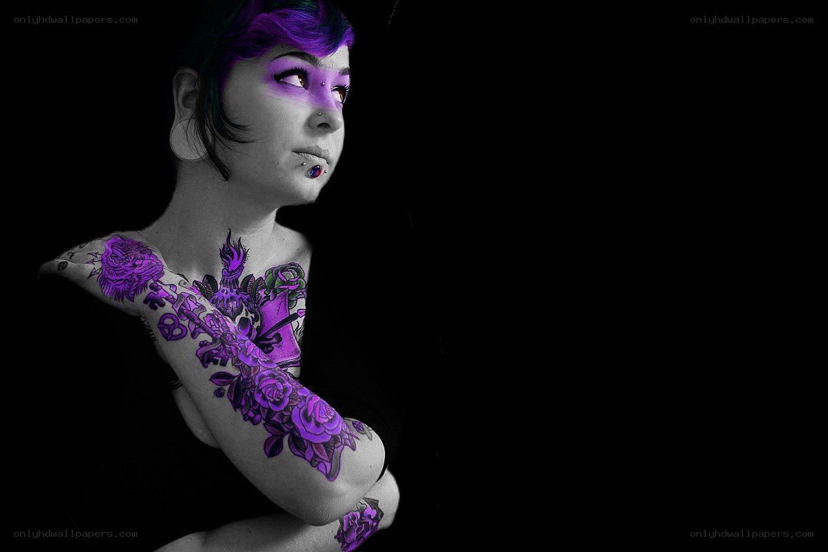 woman with purple tattoos