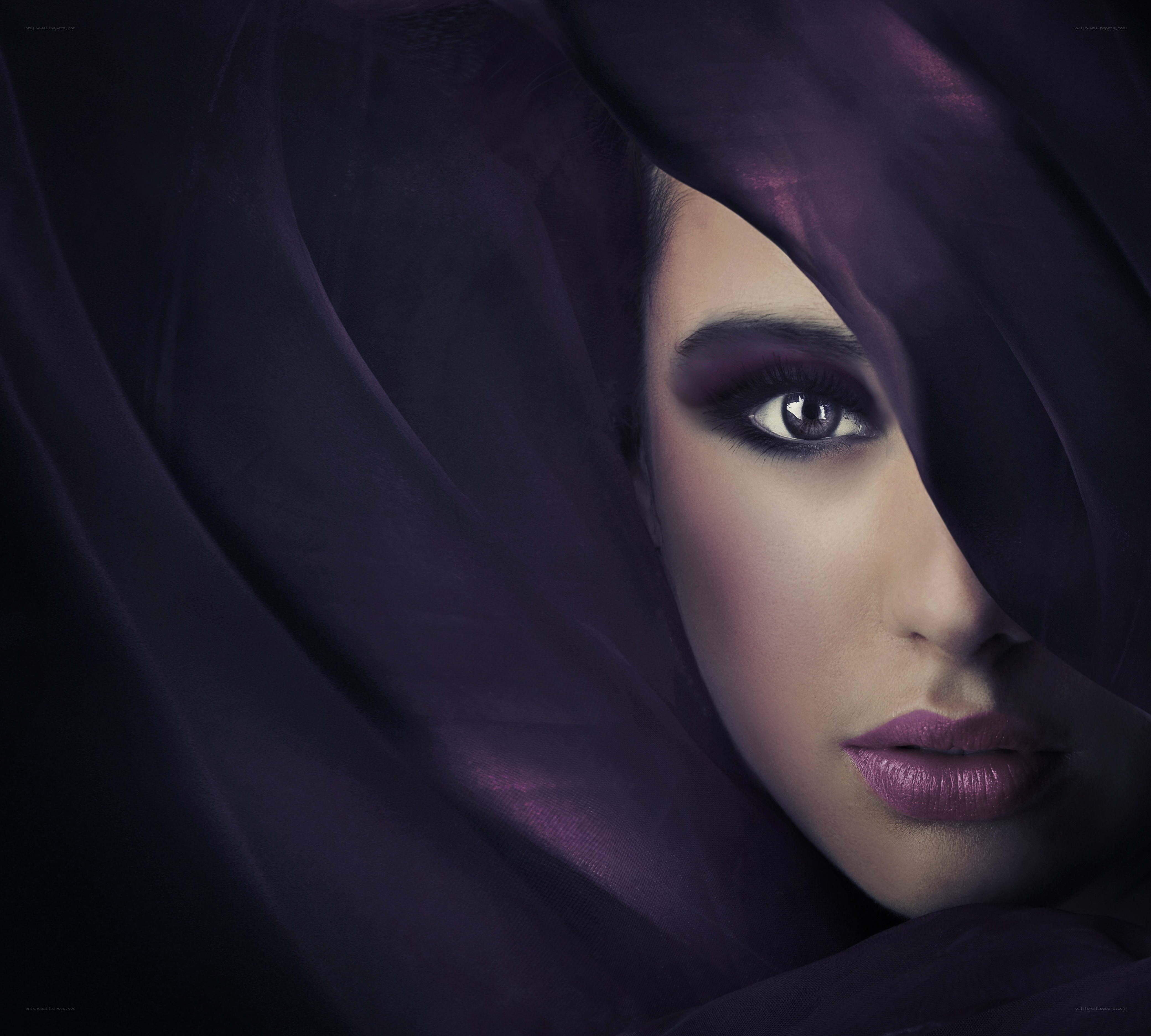 woman with purple veil