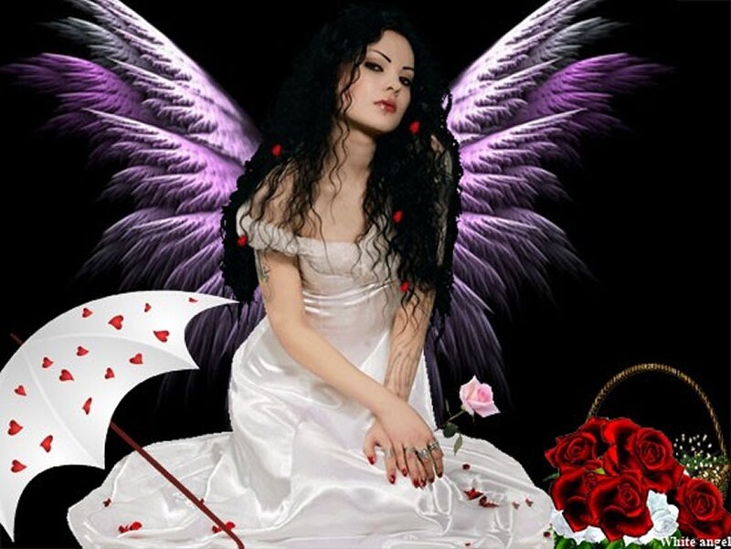 Woman with Purple Wings — Black