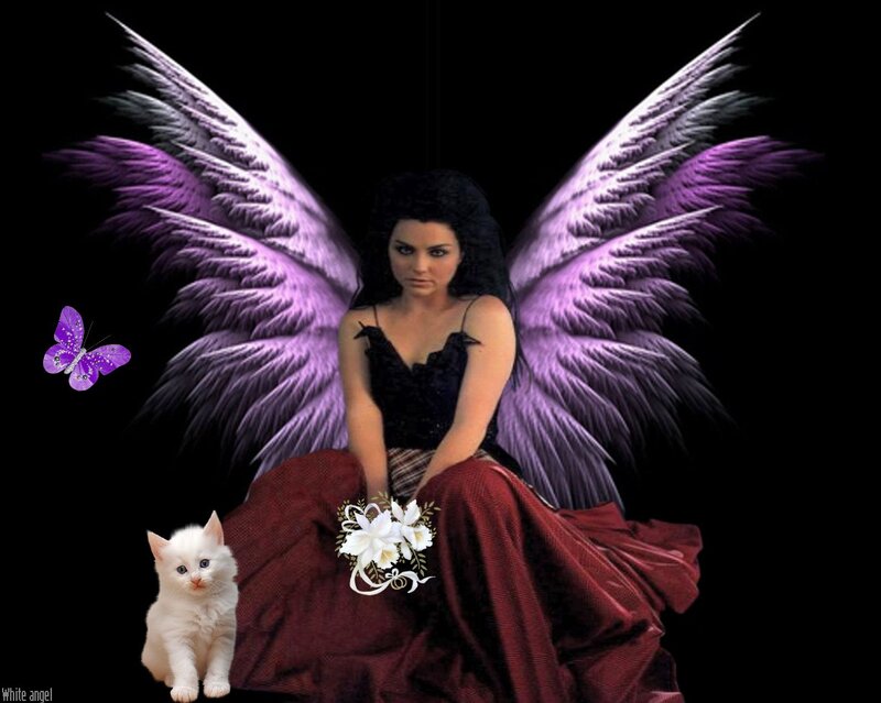 Woman with Purple Wings — Dramatic, Digital Art, Butterfly