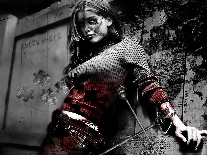 woman with puzzle pieces