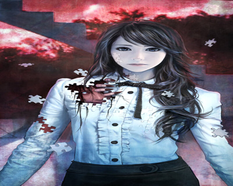 Woman with Puzzle Pieces — White
