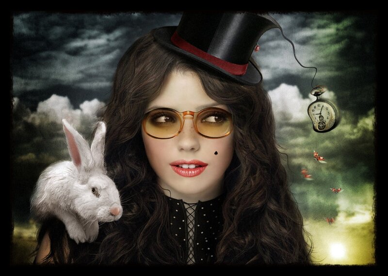 Woman with Rabbit and Clock