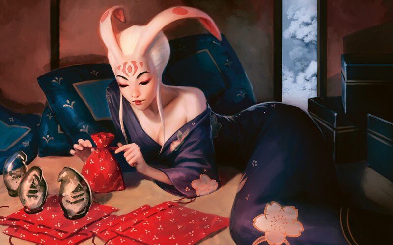 Woman with Rabbit Ears — Blue