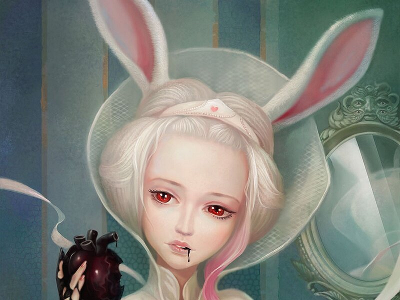 Woman with Rabbit Ears — White