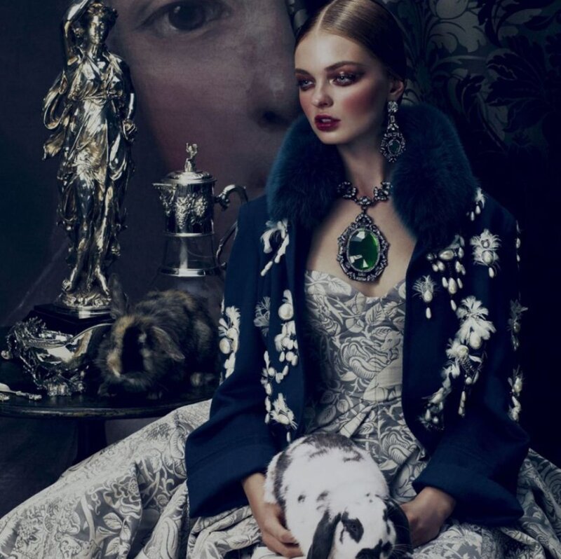 Woman with Rabbits — Black