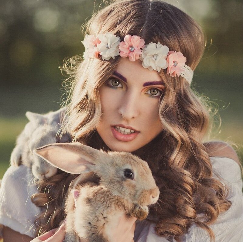 Woman with Rabbits — Brown