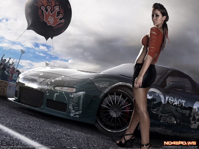 Woman with race car and balloon