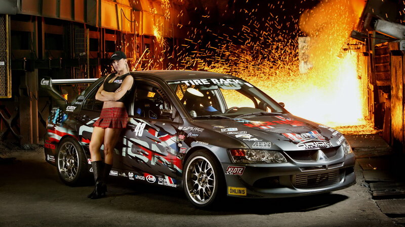 Woman with Race Car — Black